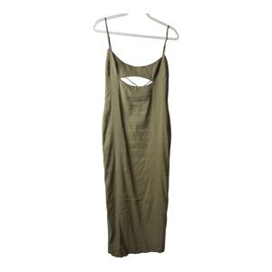 ZARA Olive Green Cutout Slip Midi Dress – Size M B041